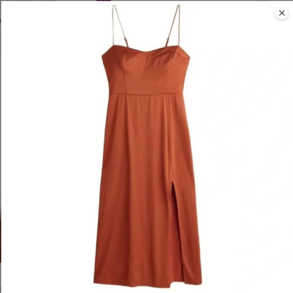 A&F Camille Maxi silk dress in copper Sz L